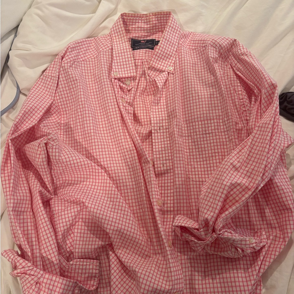Vineyard Vines Pink Check Men's Button-Down Shirt